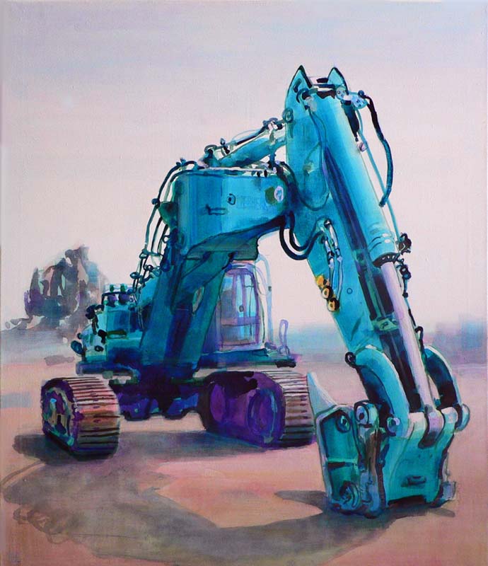 Tiina Vainion kaivinkonemaalaus: Raunion äärellä, koko 88 cm x 105 cm<br />Valokuva: Tiina Vainio