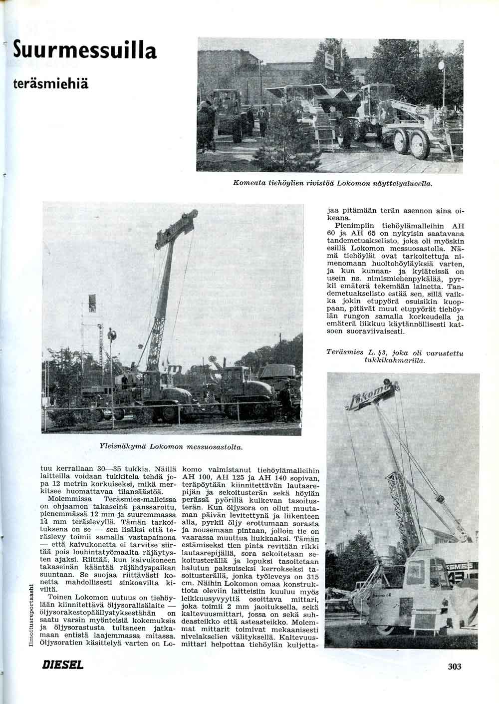 Lokomon koneita Tampereen Suurmessuilla 1960