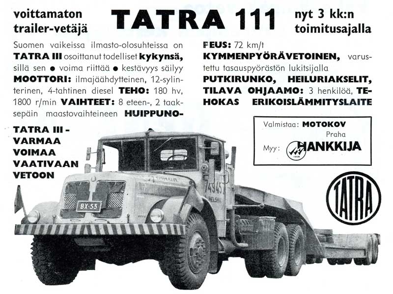 Vanhoja mainoksia Tatra 1961.