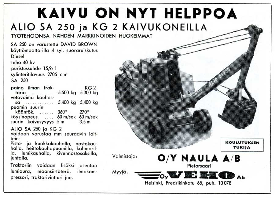 Vanhoja mainoksia, Alio-kaivinkone Oy Naula Ab.