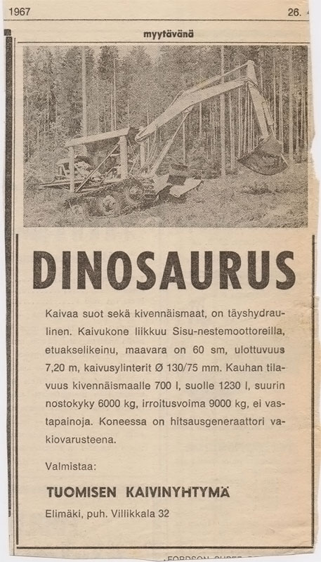 Vanhoja mainoksia, Dinosaurus 1967.