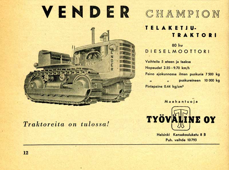 Vanhoja mainoksia, vender Champion 1953.