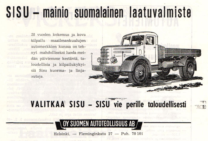 Vanhoja mainoksia, Ammattiautoilija 3-4, 1955
