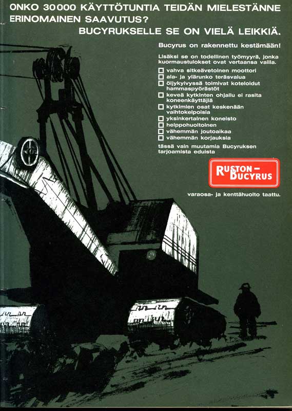 Vanhoja mainoksia Ruston-Bucyrus 1965.