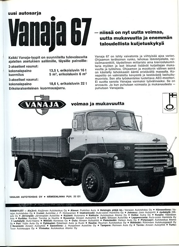 Vanhoja mainoksia Vanaja 1967