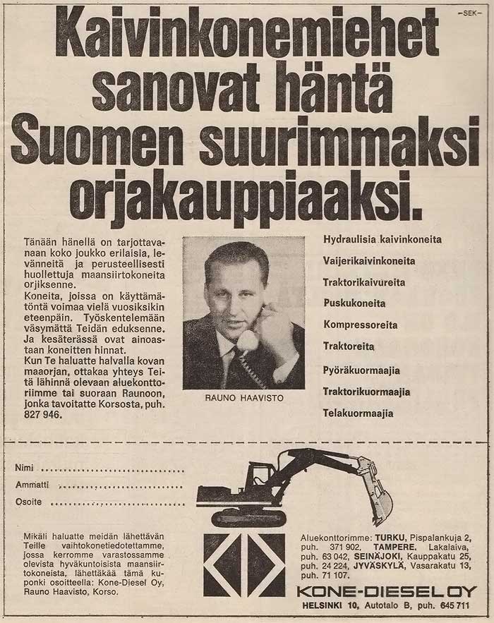 Vanhoja mainoksia, Koneviesti 9-1969