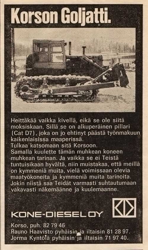 Vanhoja mainoksia, Koneviesti 4-1970