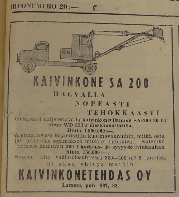 Ilmoitus Maaseudun Koneviesti 11/1955.