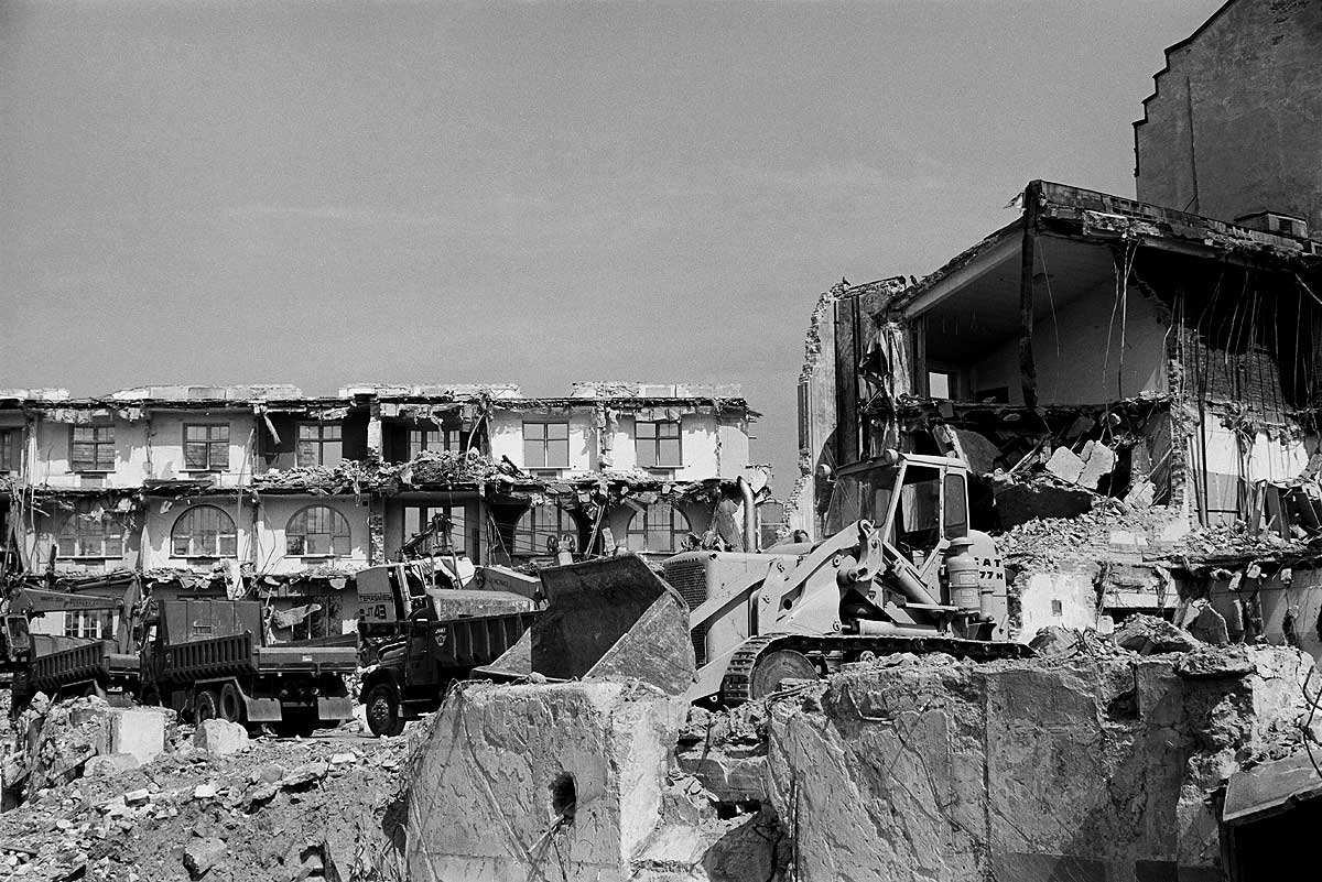 Purkutyömaalta vuonna 1973, Arkadiankadun alkupää, Oskala Pertti, Helsingin Kaupunginmuseon kuva.